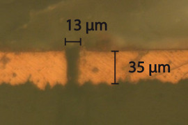 PCB with a 35 μm thick copper layer